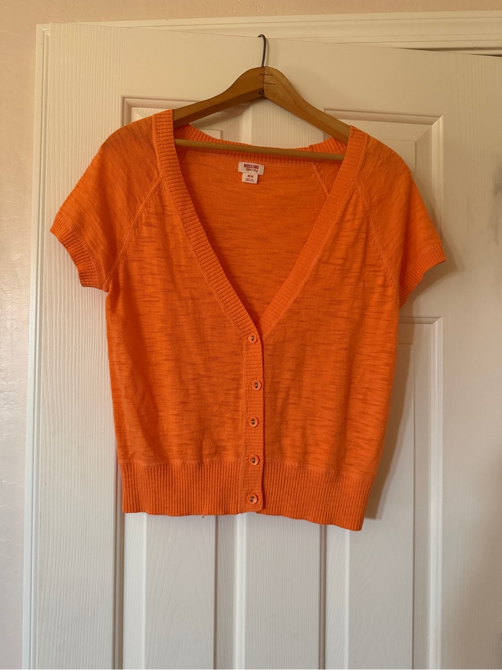 Mossimo Supply Co. Orange Short Sleeve Button Cardigan, Size M